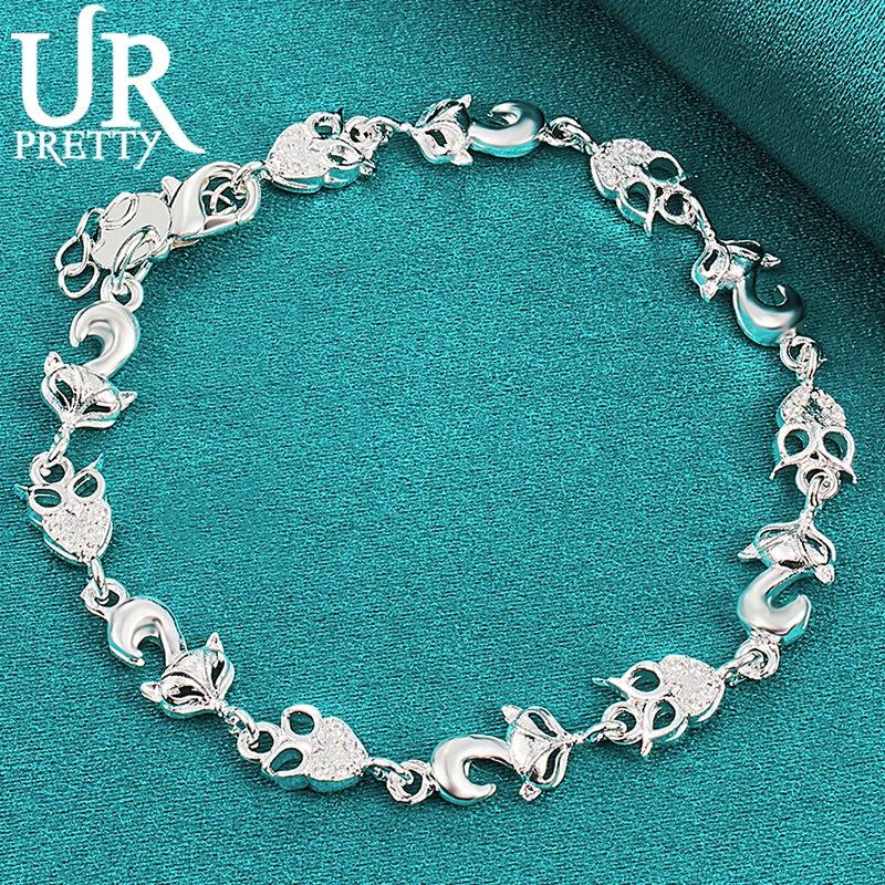 925 Silver Owl Fox Chain Bracelet Wedding Engagem...