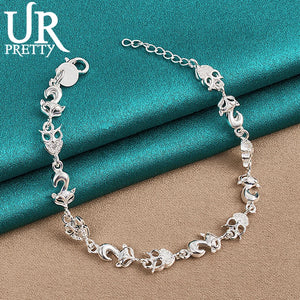 925 Silver Owl Fox Chain Bracelet Wedding Engagem...