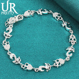 925 Silver Owl Fox Chain Bracelet Wedding Engagem...