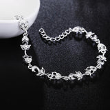 925 Silver Owl Fox Chain Bracelet Wedding Party Jewelry Christmas Gift