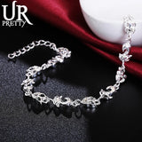 925 Silver Owl Fox Chain Bracelet Wedding Party Jewelry Christmas Gift
