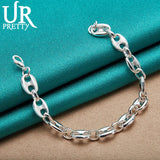 925 Silver Pig Nose Chain Bracelet Wedding Engagement Party Jewelry