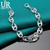 925 Silver Pig Nose Chain Bracelet Wedding Engagement Party Jewelry