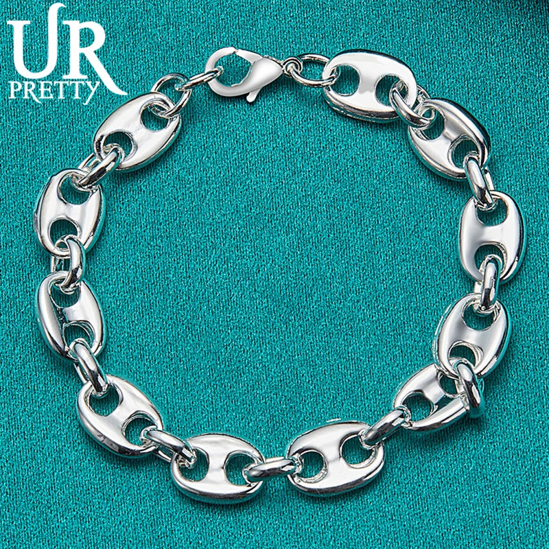 925 Silver Pig Nose Chain Bracelet Wedding Engagement Party Jewelry