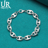925 Silver Pig Nose Chain Bracelet Wedding Engagement Party Jewelry