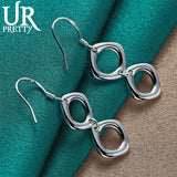 925 Silver Rhombus Drop Earring Women Wedding Party Jewelry