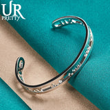 925 Silver Roman Numerals Adjustable Bangle Bracelet Wedding Jewelry