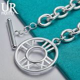925 Silver Roman Numerals Chain Bracelet Wedding Party Charm Jewelry