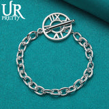 925 Silver Roman Numerals Chain Bracelet Men Women Wedding Party Charm