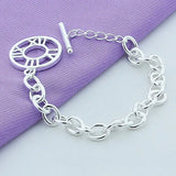 925 Silver Roman Numerals Chain Bracelet Men Women Wedding Party Charm