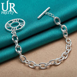 925 Silver Roman Numerals Chain Bracelet Wedding Party Charm Jewelry