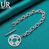 925 Silver Roman Numerals Chain Bracelet Wedding Party Charm Jewelry
