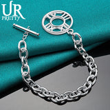 925 Silver Roman Numerals Chain Bracelet Men Women Wedding Party Charm