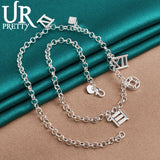 925 Silver Roman Numerals Pendant Necklace 18 Inch Chain for Women