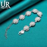 925 Silver Rose Chain Bracelet for Women Wedding Engagement Charm Party Jewelry