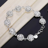 925 Silver Rose Chain Bracelet For Women Wedding Charm Jewelry