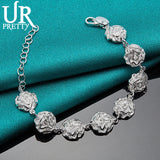 925 Silver Rose Chain Bracelet for Women Wedding Engagement Charm Party Jewelry