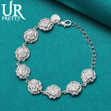 925 Silver Rose Chain Bracelet for Women Wedding Engagement Charm Party Jewelry