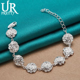 925 Silver Rose Chain Bracelet for Women Wedding Engagement Charm Party Jewelry