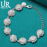 925 Silver Rose Chain Bracelet for Women Wedding Engagement Charm Party Jewelry