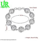925 Silver Rose Flower Bracelet Women Charm Wedding Jewelry