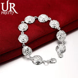925 Silver Rose Flower Bracelet Women Charm Wedding Jewelry