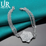 925 Sterling Silver Rose Flower Chain Bracelet Wedding Engagement Charm Jewelry