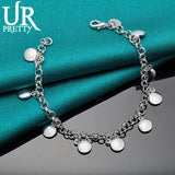 925 Silver Bean Chain Bracelet Wedding Charm Jewelry
