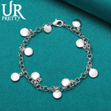 925 Silver Bean Chain Bracelet Wedding Charm Jewelry