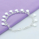 925 Silver Bean Chain Bracelet Wedding Charm Jewelry