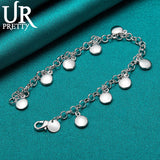 925 Silver Round Bean Chain Bracelet Wedding Engagement Charm Jewelry
