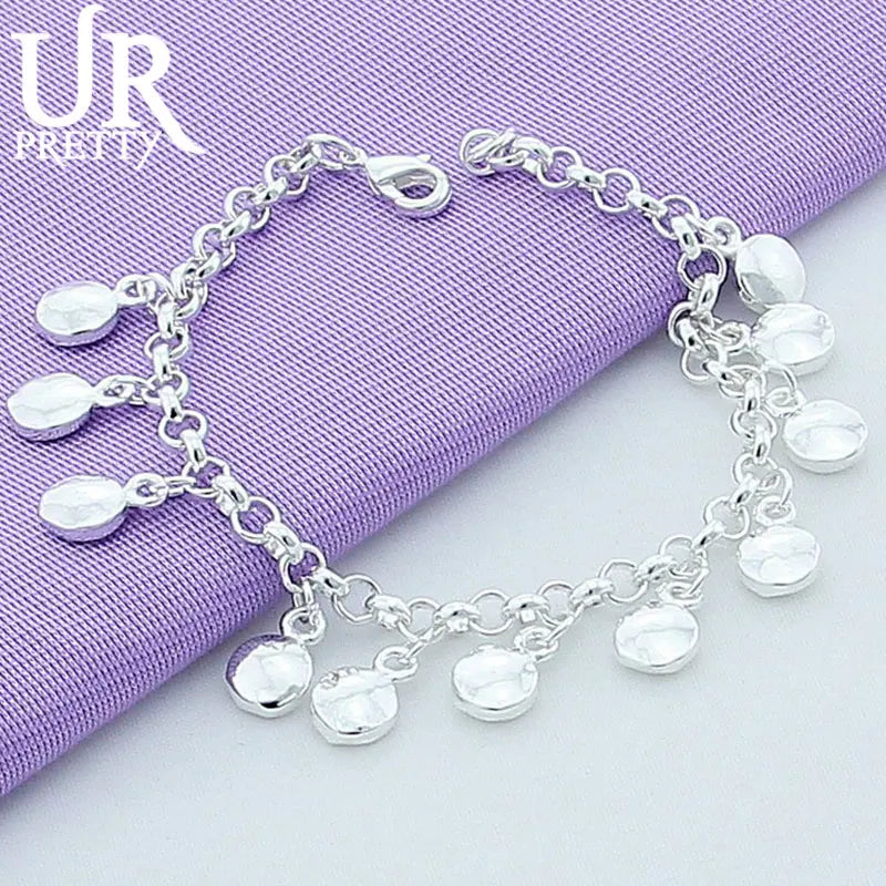 925 Silver Bean Chain Bracelet Wedding Charm Jewelry