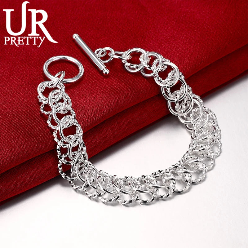 925 Silver Circle Chain Bracelet for Women