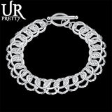 925 Silver Circle Chain Bracelet for Women