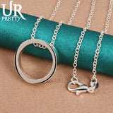 925 Silver Circle Pendant Necklace 16-30 Inch Chain Wedding Jewelry