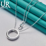 925 Silver Circle Pendant Necklace 16-30 Inch Chain Wedding Jewelry