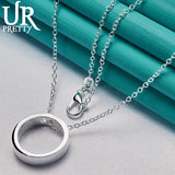 925 Silver Circle Pendant Necklace 16-30 Inch Chain Wedding Jewelry