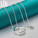 925 Silver Circle Pendant Necklace 16-30 Inch Chain Wedding Jewelry