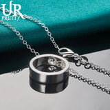 925 Silver Circle Pendant Necklace 16-30 Inch Chain Wedding Jewelry