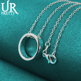 925 Silver Circle Pendant Necklace 16-30 Inch Chain Wedding Jewelry