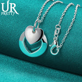 925 Silver Heart Pendant Necklace 16-30 Inch Chain Wedding Jewelry