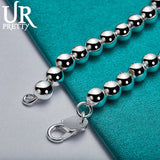 925 Sterling Silver Round Bead Chain Bracelet For Women