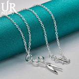 925 Silver Scissors Pendant Necklace Snake Chain Wedding Jewelry