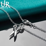 925 Silver Scissors Pendant Necklace Snake Chain Wedding Jewelry