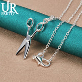 925 Silver Scissors Pendant Necklace Snake Chain Wedding Jewelry