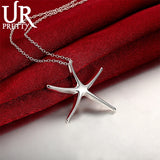925 Silver Sea Star Pendant Necklace 16-30 Inch