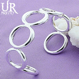925 Silver 7 Circles Bangle Bracelet Adjustable Wedding Engagement Jewelry