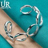 925 Silver 7 Circles Bangle Bracelet Adjustable Wedding Engagement Jewelry