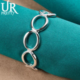 925 Silver 7 Circles Adjustable Bangle Bracelet Wedding Halloween Gift
