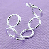 925 Silver 7 Circles Bangle Bracelet Adjustable Wedding Engagement Jewelry